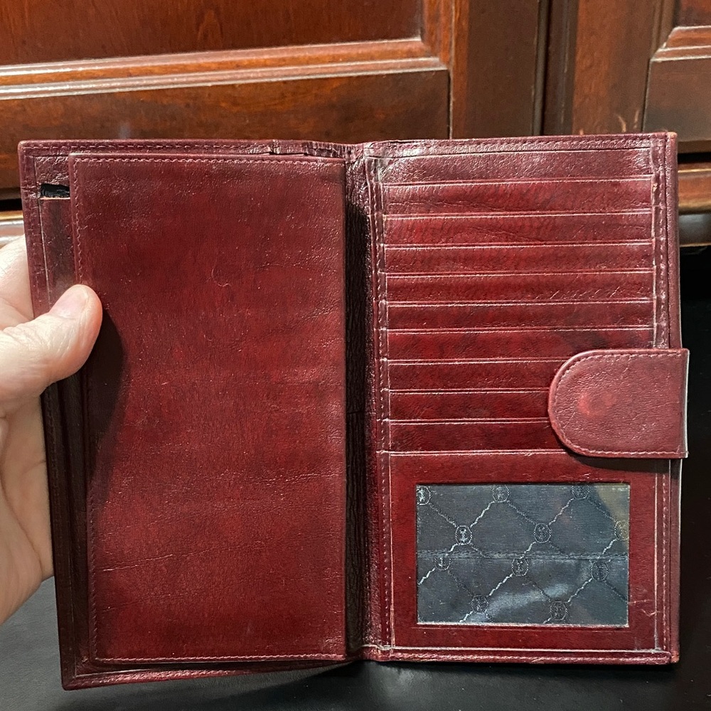 Elegant Sport Gold-Pfeil W. Germany burgundy checkbook Leather Wallet - Picture 8 of 16